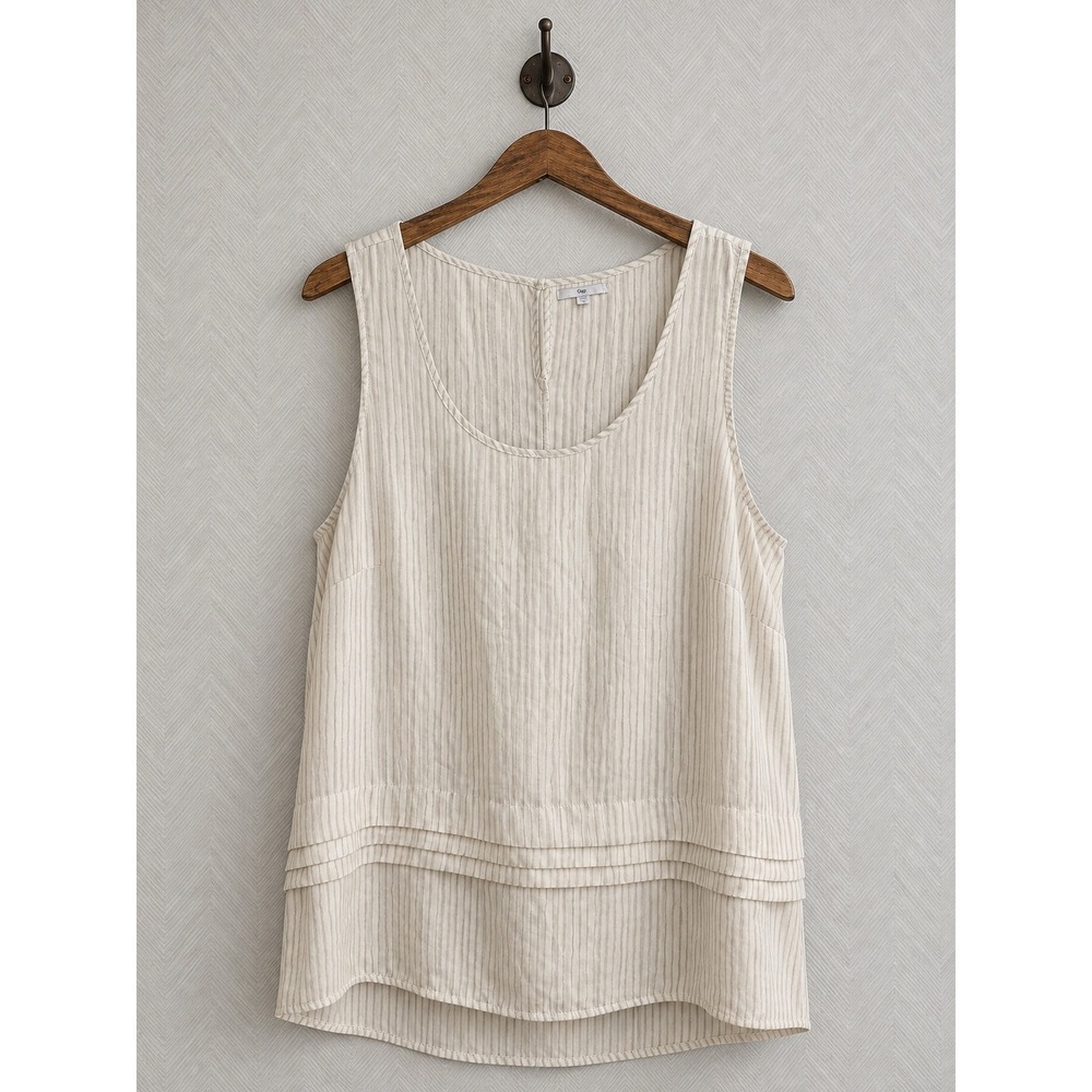Gap Tank Top Striped Pintuck Pleated Hem XL